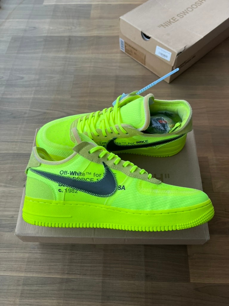 [USED A+] Nike Air Force 1 Low x Off-White &#39;Volt&#39; - 12 US (13.5 Women&#39;s)