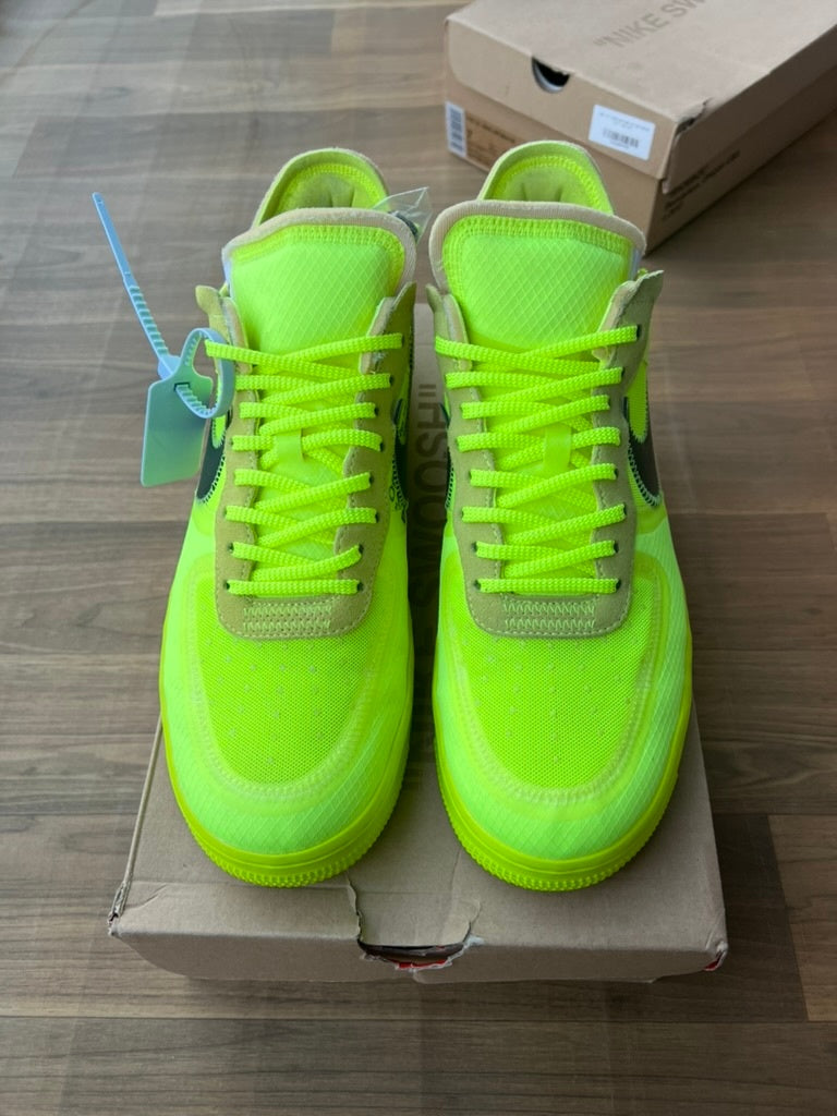 [USED A+] Nike Air Force 1 Low x Off-White &#39;Volt&#39; - 12 US (13.5 Women&#39;s)