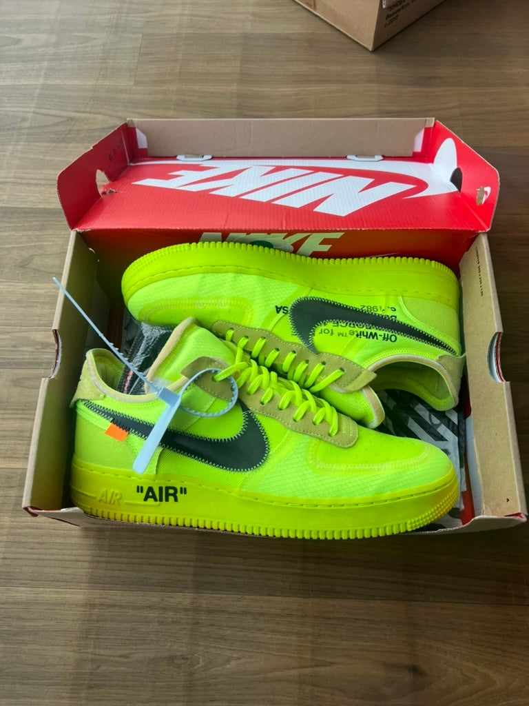 [USED A+] Nike Air Force 1 Low x Off-White &#39;Volt&#39; - 12 US (13.5 Women&#39;s)