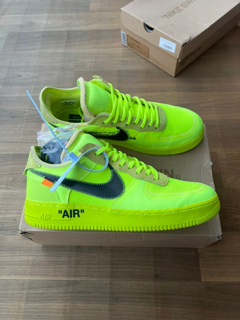 [USED A+] Nike Air Force 1 Low x Off-White &#39;Volt&#39; - 12 US (13.5 Women&#39;s)