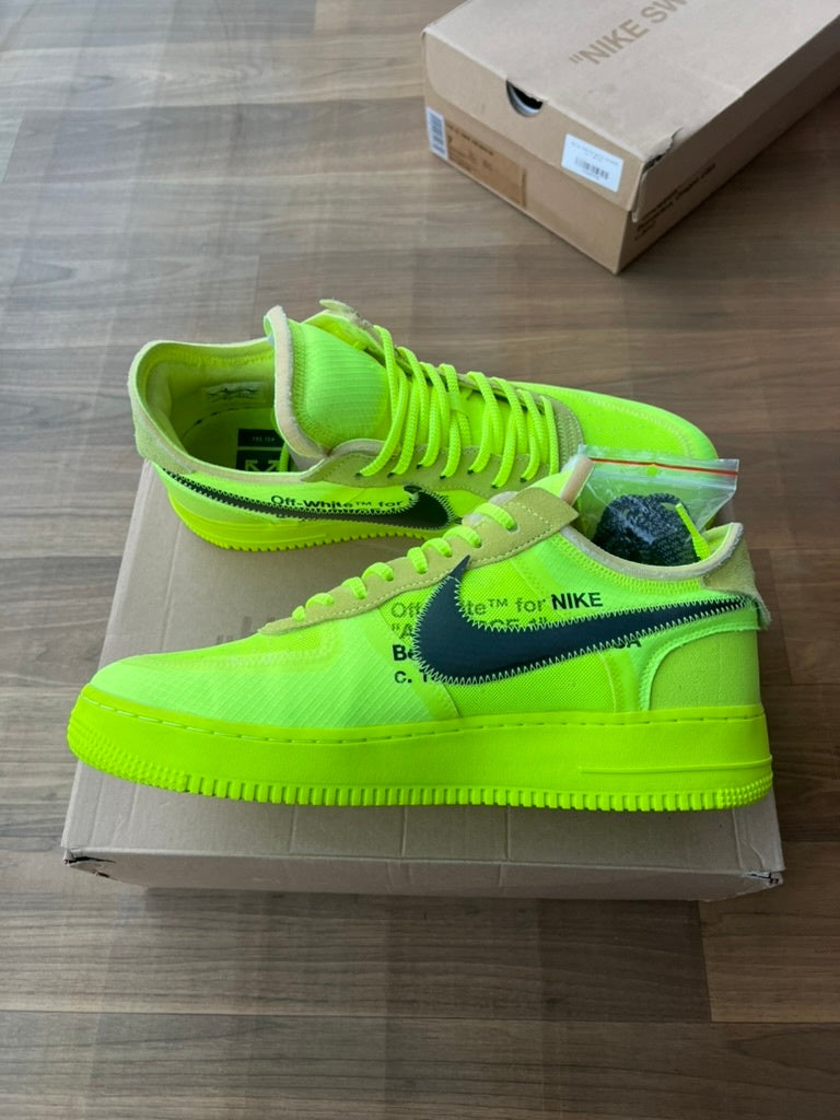 [USED A+] Nike Air Force 1 Low x Off-White &#39;Volt&#39; - 12 US (13.5 Women&#39;s)