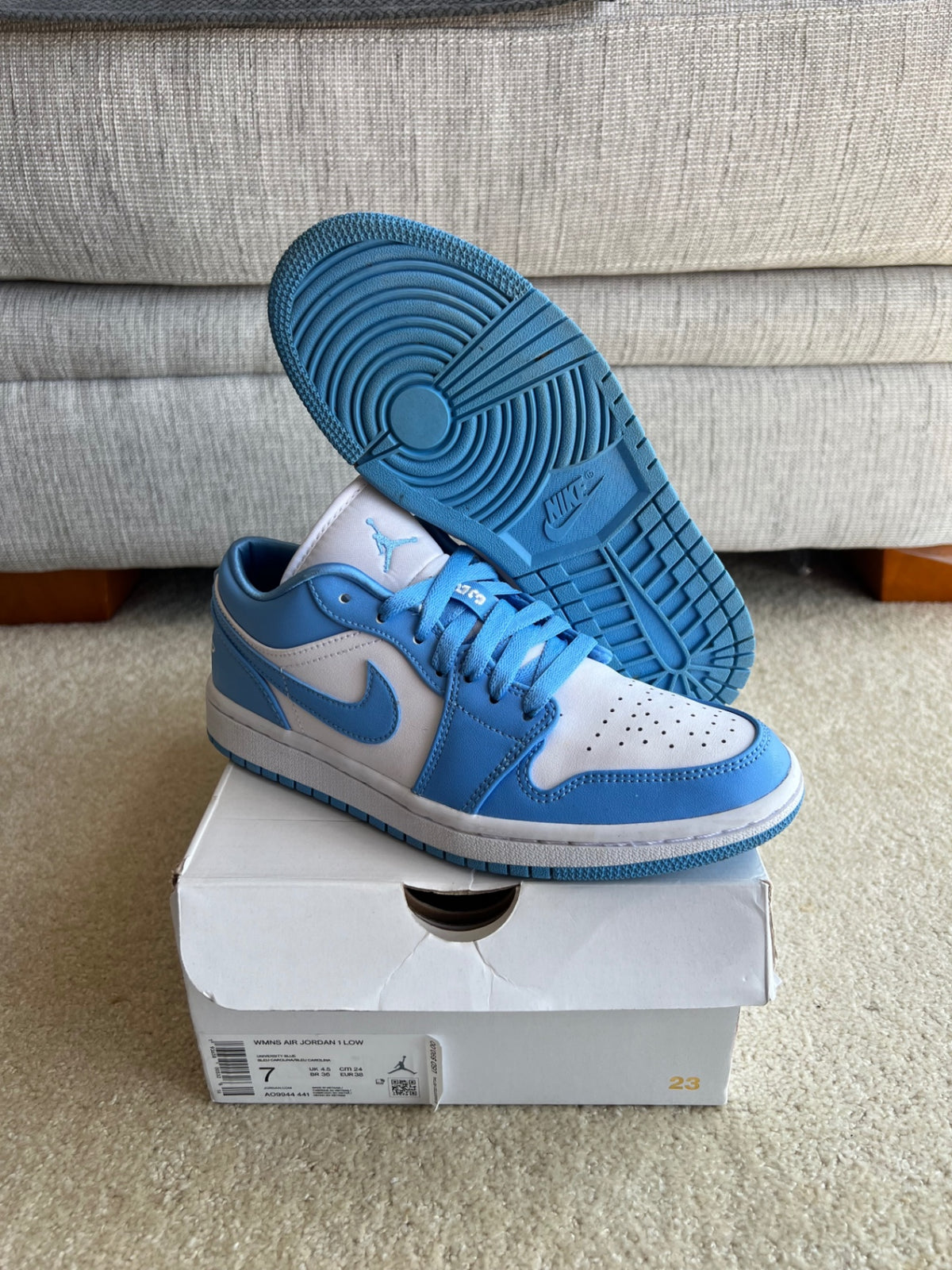 [USED B] Jordan 1 Low UNC (W) - 5.5Y (7 Women&#39;s)