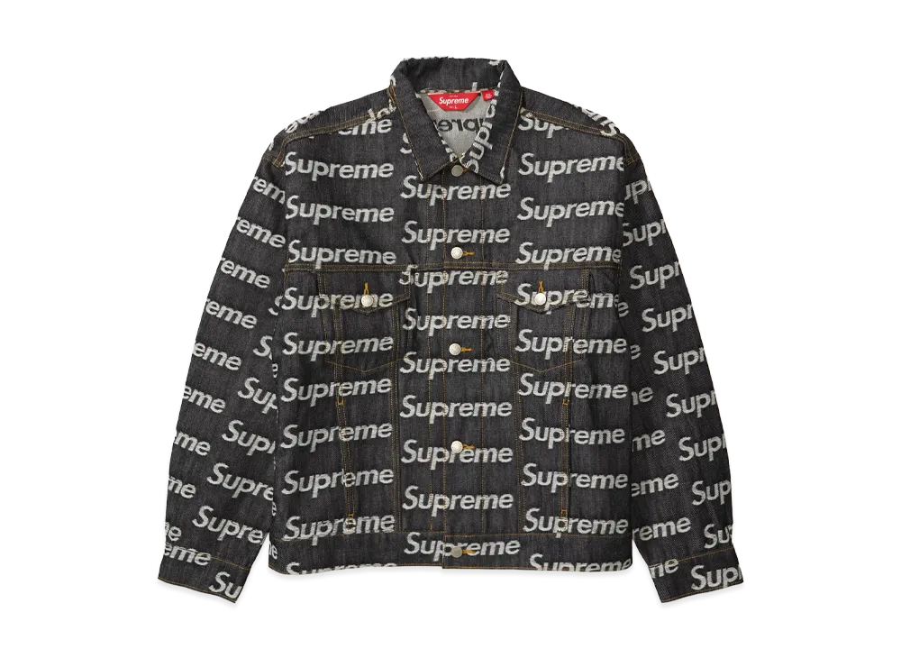 Supreme Jacquard Logos Denim Trucker Jacket Indigo
