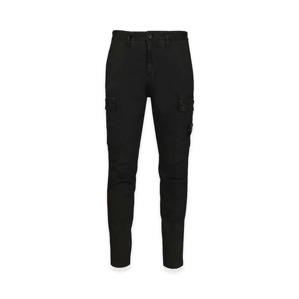 Stone Island Broken Cotton Twill Cargo Pants Black