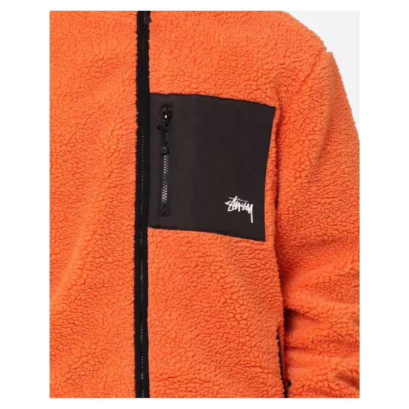 Stussy 8 Ball Reversible Fleece Jacket - Orange