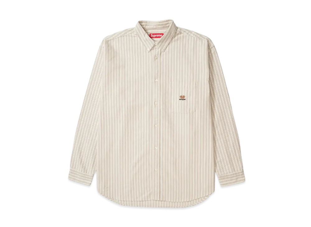 Supreme Loose Fit Flannel Oxford Shirt Tan Stripe (FW26)