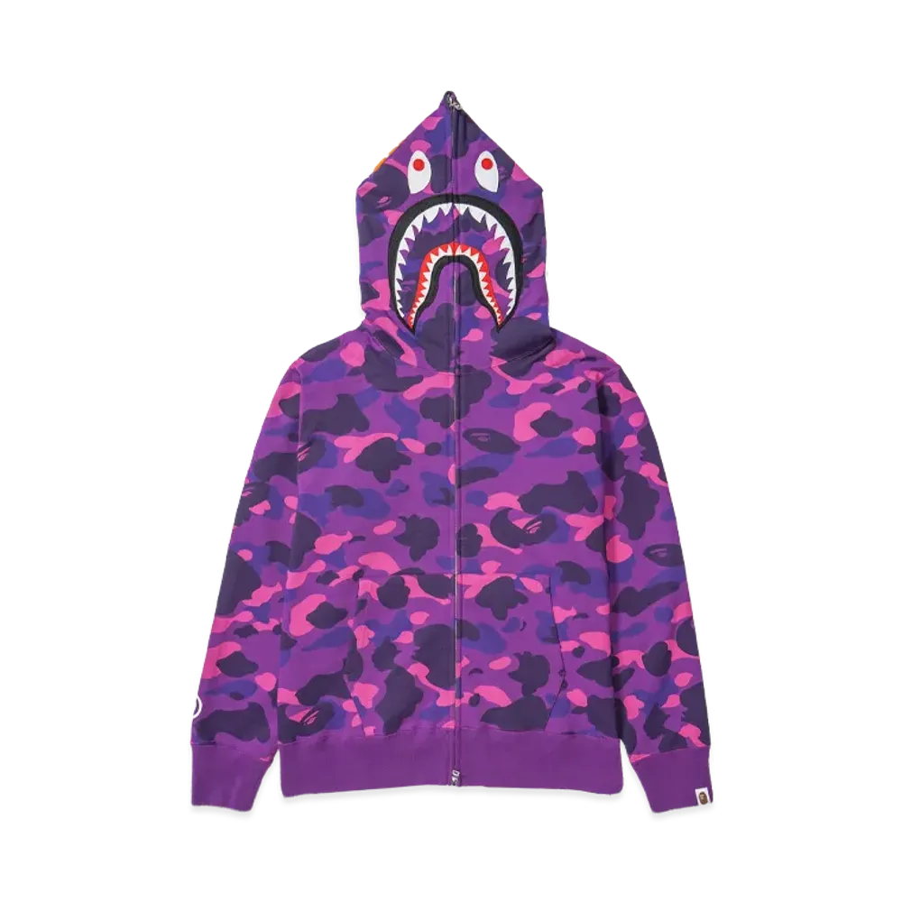 A Bathing Ape Color Camo Shark Full Zip Hoodie Purple