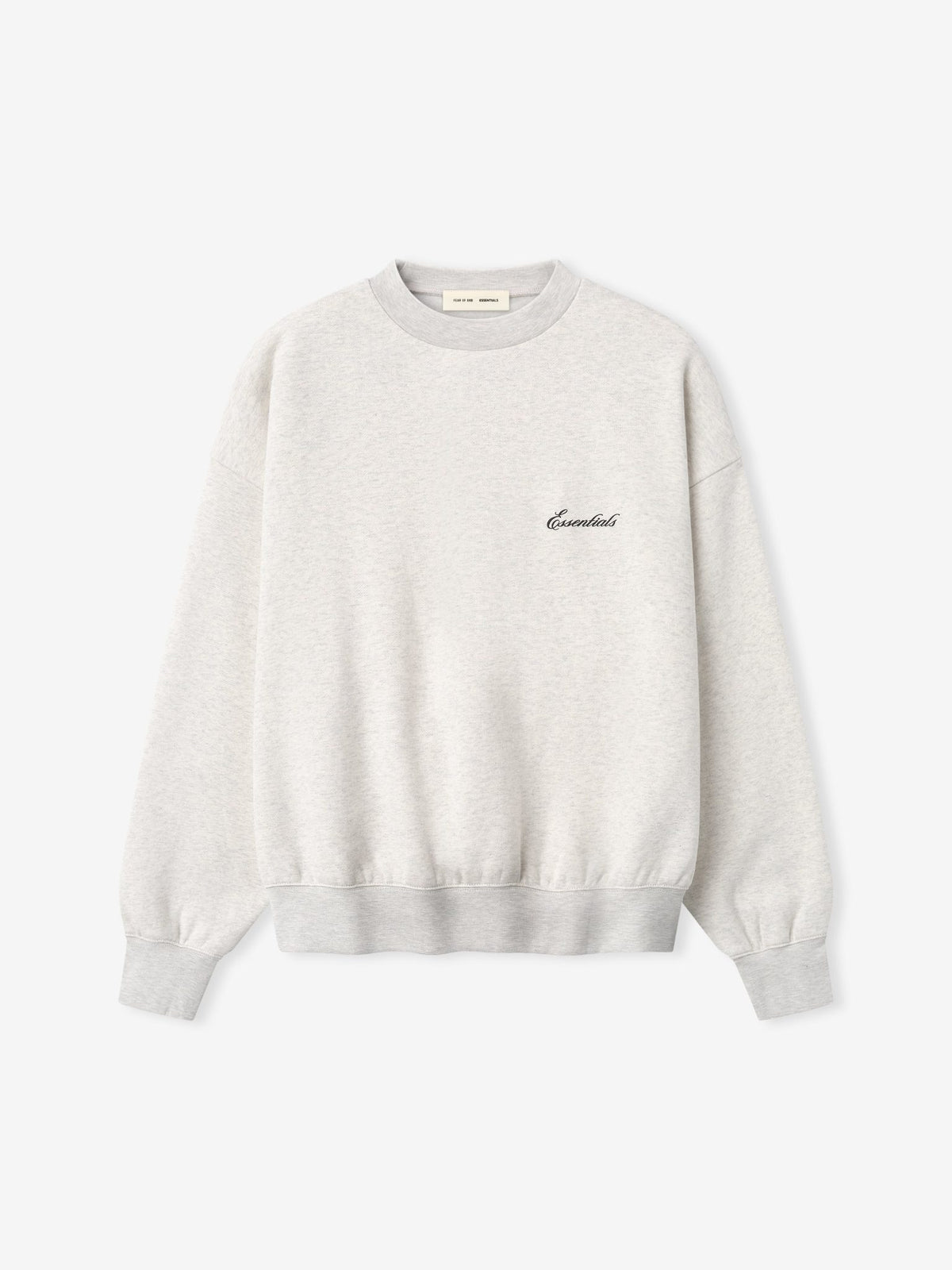 Fear of God Essentials Signature SS26 Classic Crewneck Sweatshirt Oatmeal Heather/Light Heather