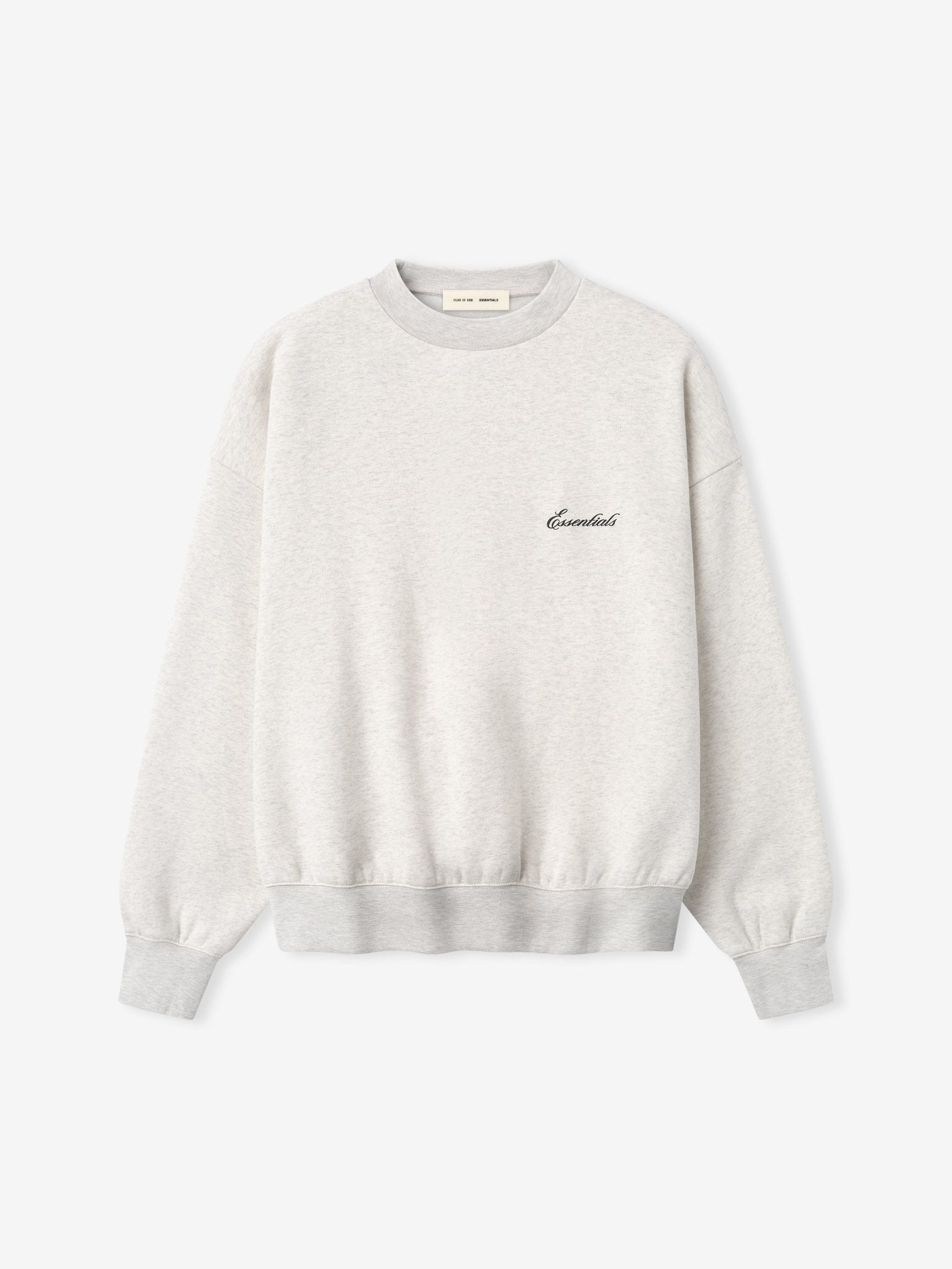 Fear of God Essentials Signature SS26 Classic Crewneck Sweatshirt Oatmeal Heather/Light Heather