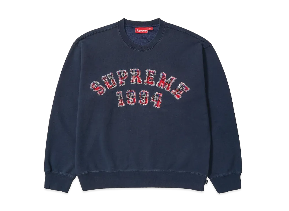 Supreme Plaid Arc Crewneck Navy