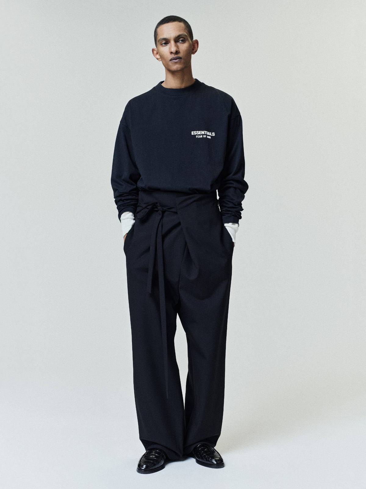 Fear of God Essentials SS26 Classic Long Sleeve Tee Vintage Black/White