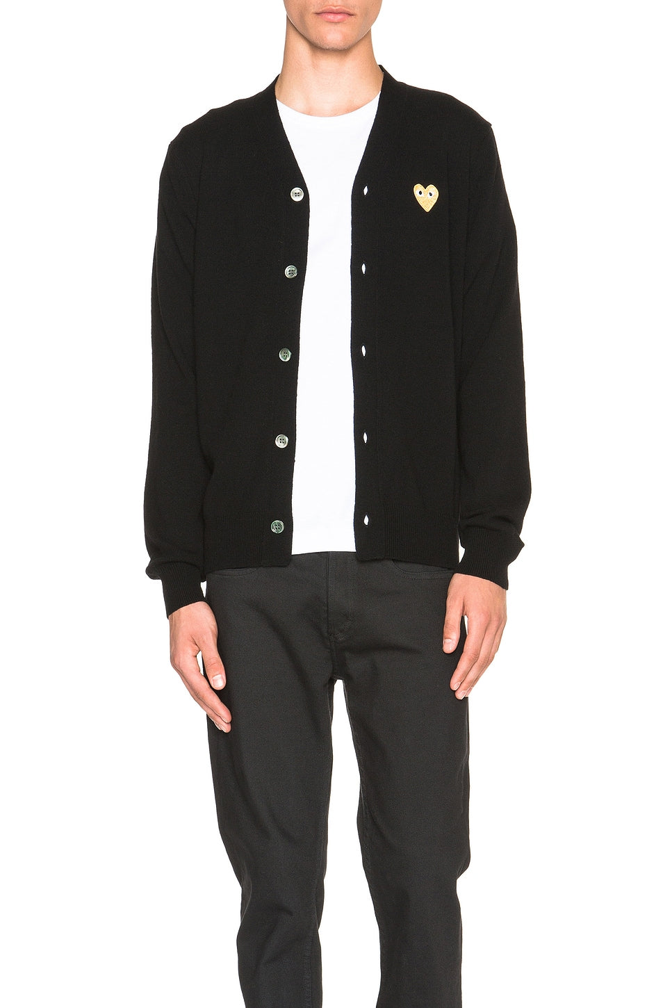 Comme des Garcons PLAY Cardigan With Gold Emblem Black - Im Your Wardrobe