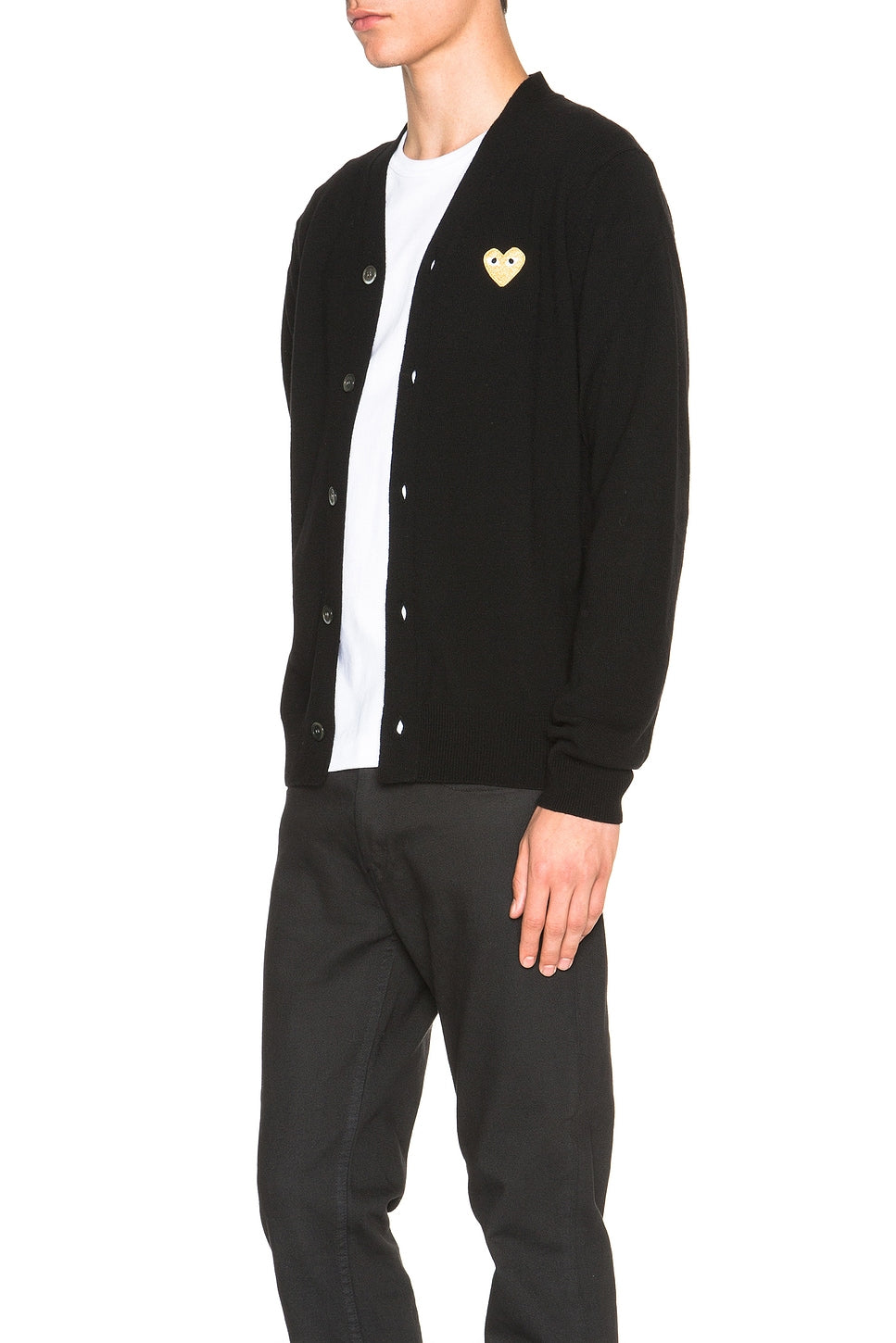 Comme des Garcons PLAY Cardigan With Gold Emblem Black - Im Your Wardrobe