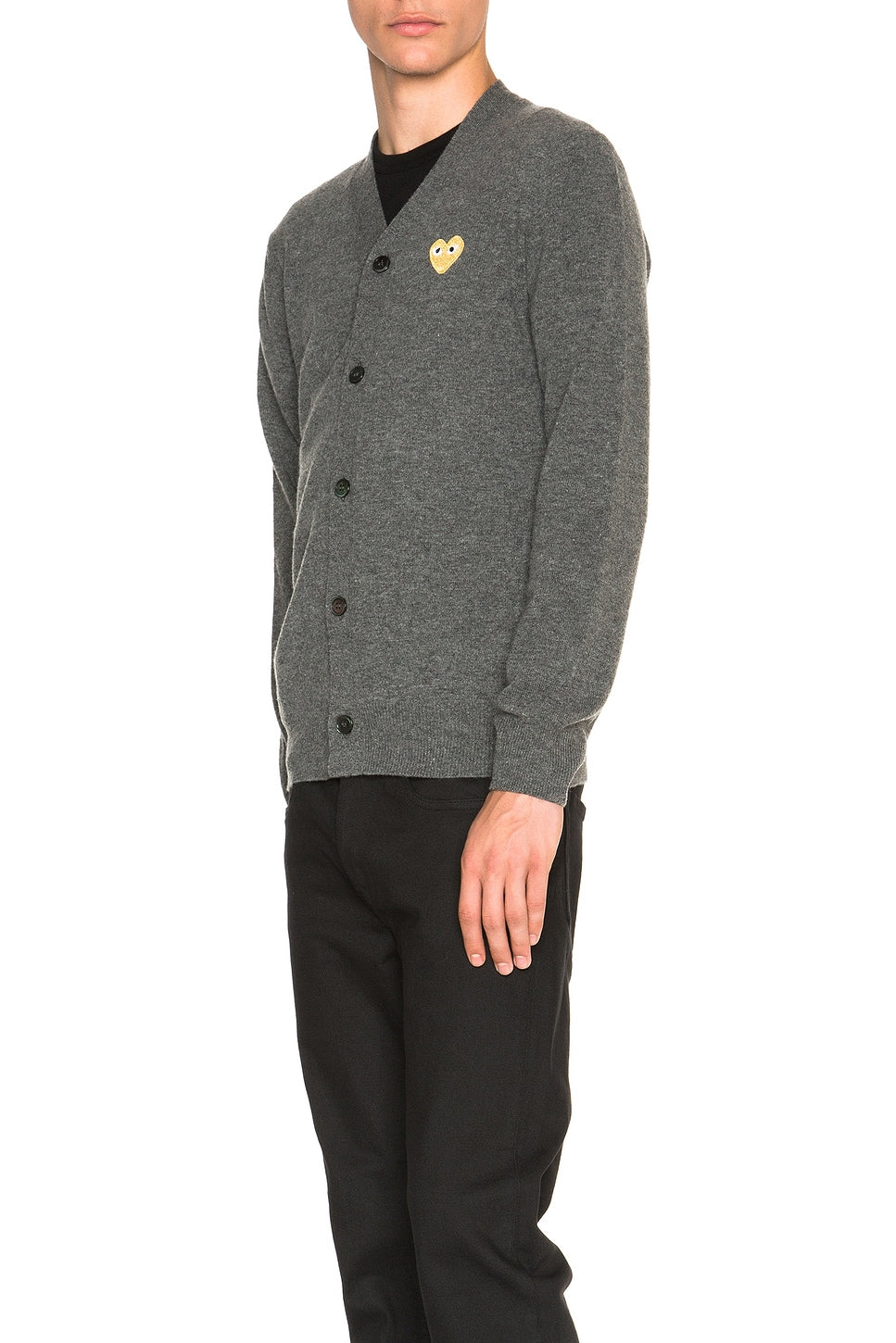 Comme des Garcons PLAY Cardigan With Gold Emblem Grey - Im Your Wardrobe