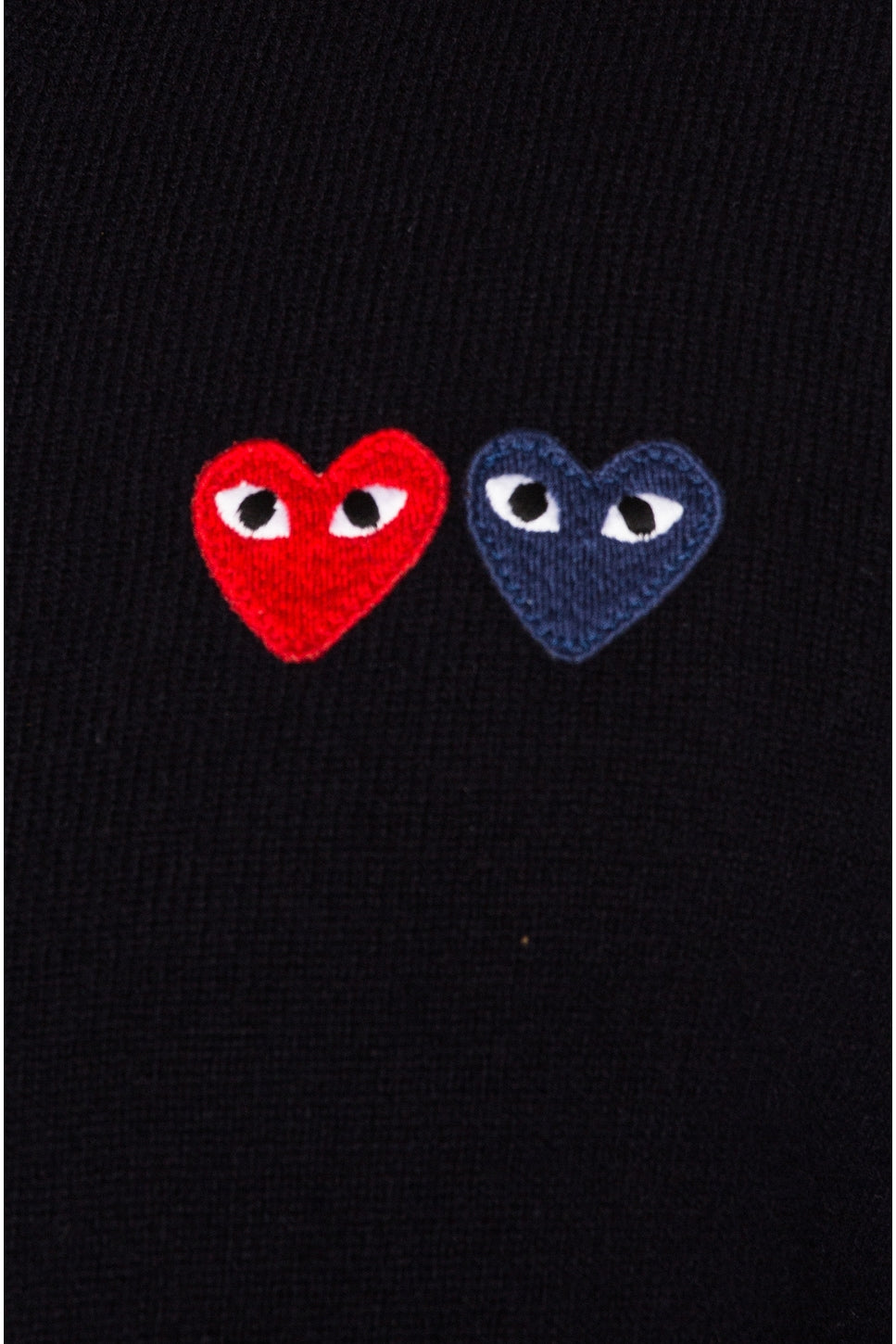 Comme des Garcons PLAY V Neck Double Emblem Sweater Black - Im Your Wardrobe
