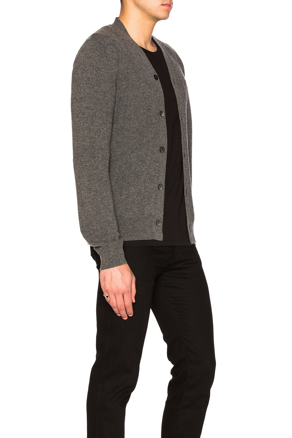 Comme des Garcons PLAY Double Emblem Cardigan Med Grey - Im Your Wardrobe