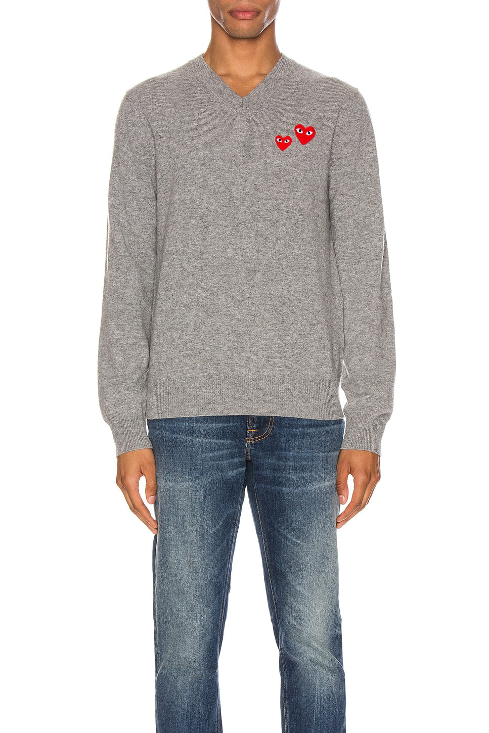 Comme des Garcons PLAY Multi Heart Pullover Sweater Grey - Im Your Wardrobe