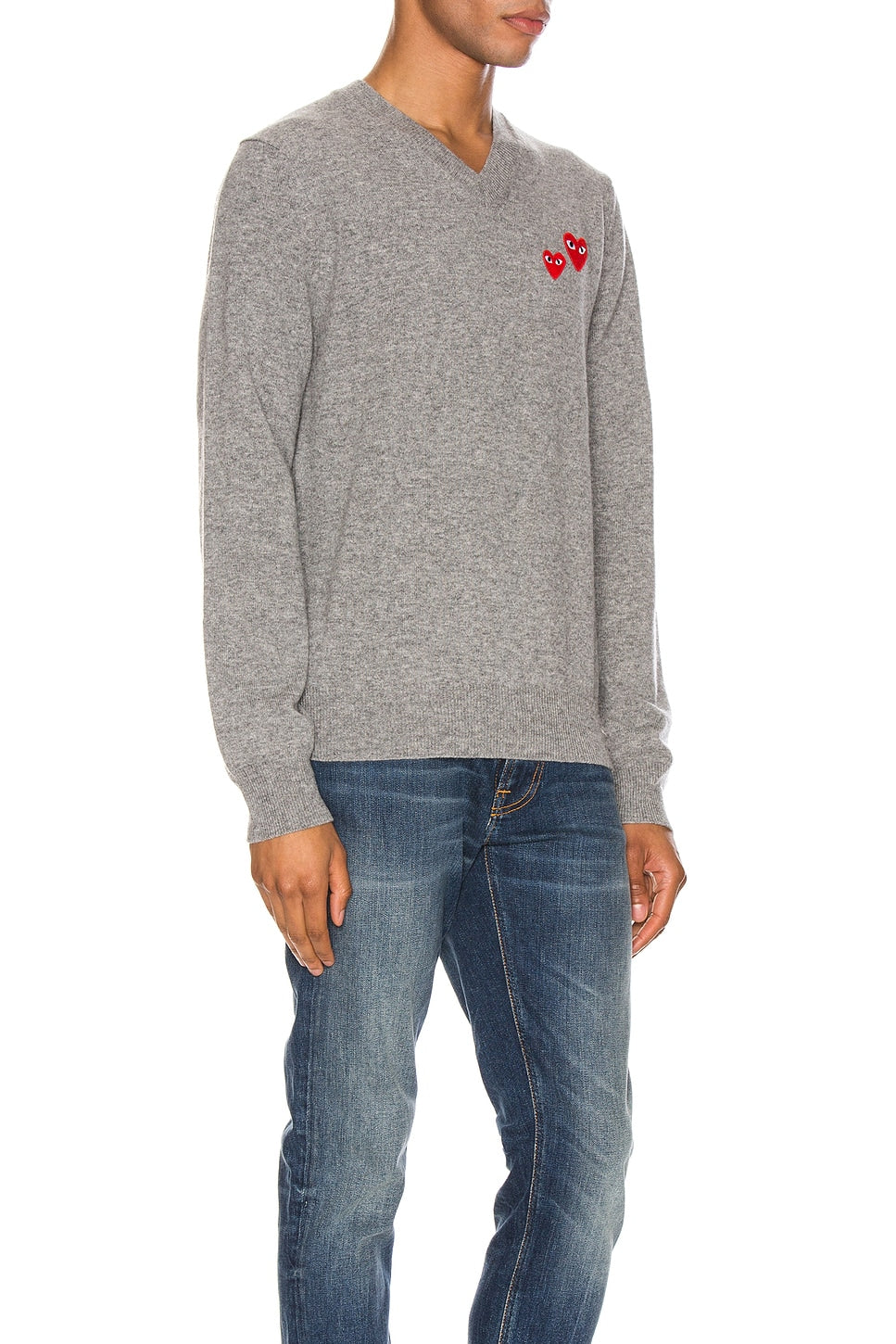 Comme des Garcons PLAY Multi Heart Pullover Sweater Grey - Im Your Wardrobe