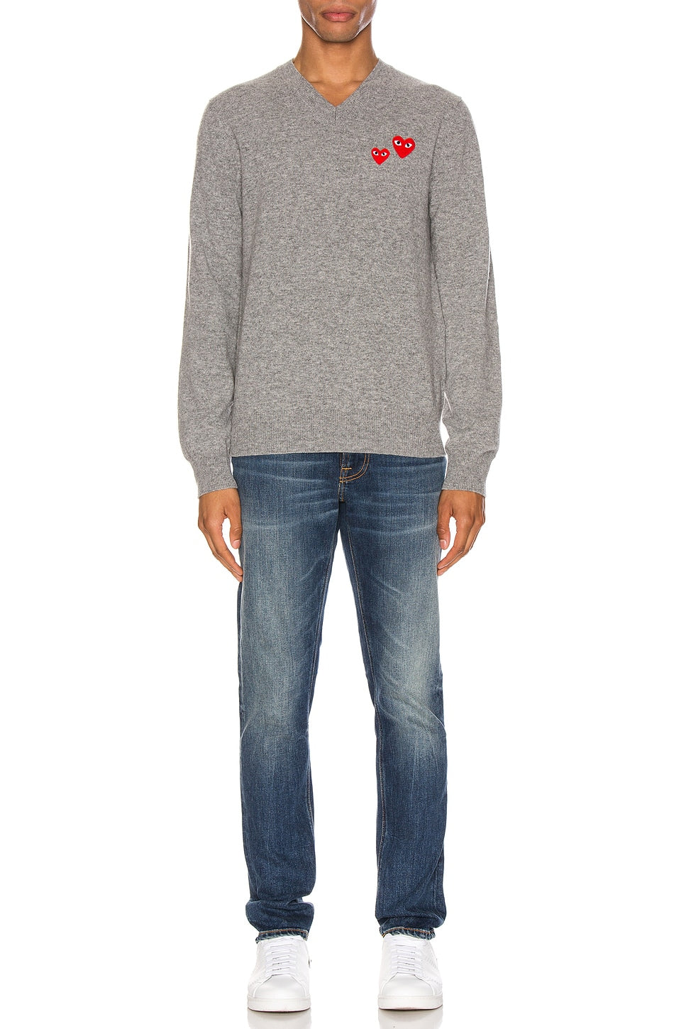 Comme des Garcons PLAY Multi Heart Pullover Sweater Grey - Im Your Wardrobe