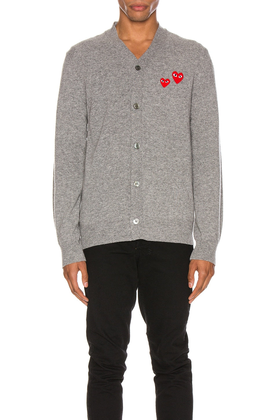 Comme des Garcons PLAY Multi Heart Cardigan Grey - Im Your Wardrobe