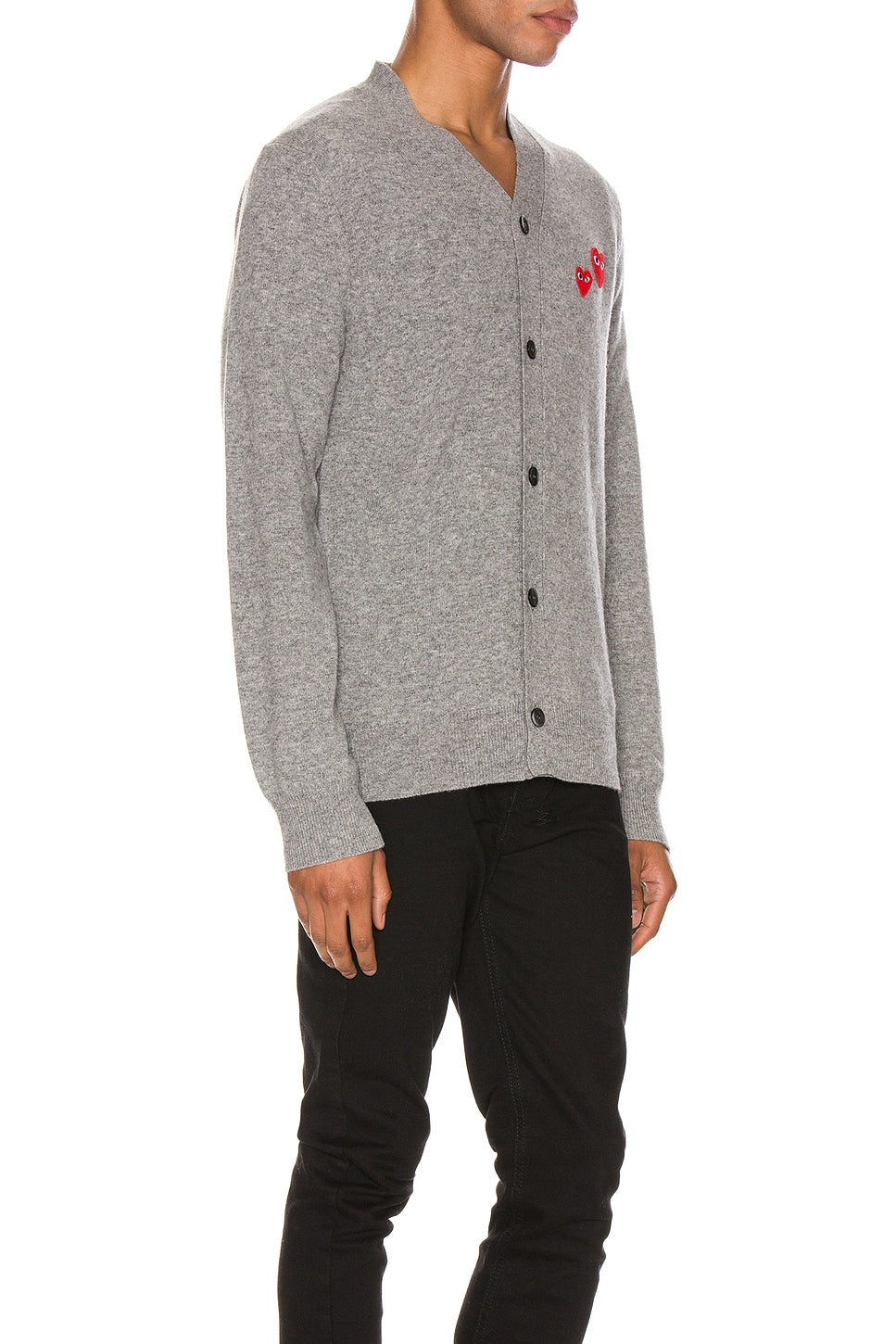 Comme des Garcons PLAY Multi Heart Cardigan Grey - Im Your Wardrobe