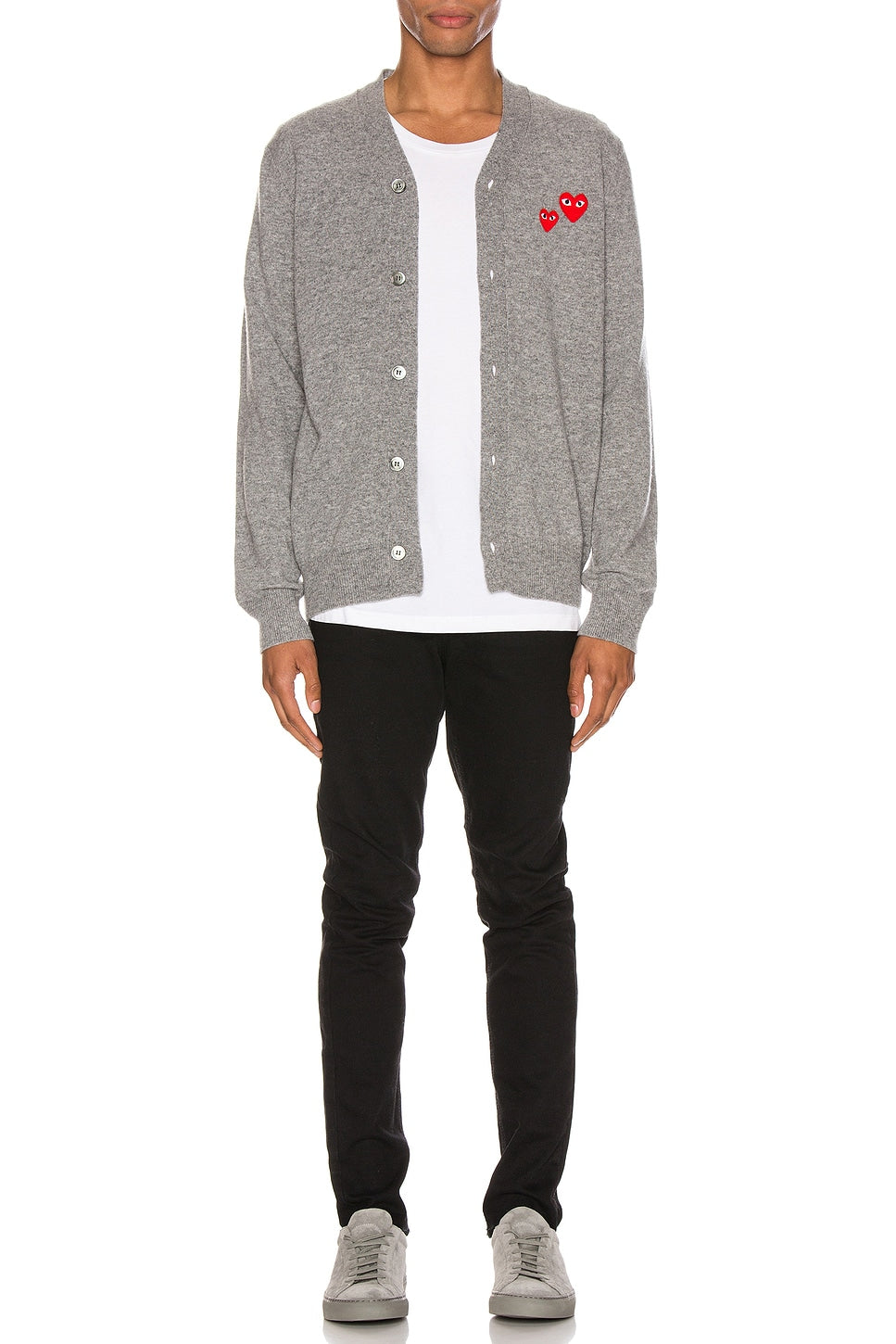 Comme des Garcons PLAY Multi Heart Cardigan Grey - Im Your Wardrobe