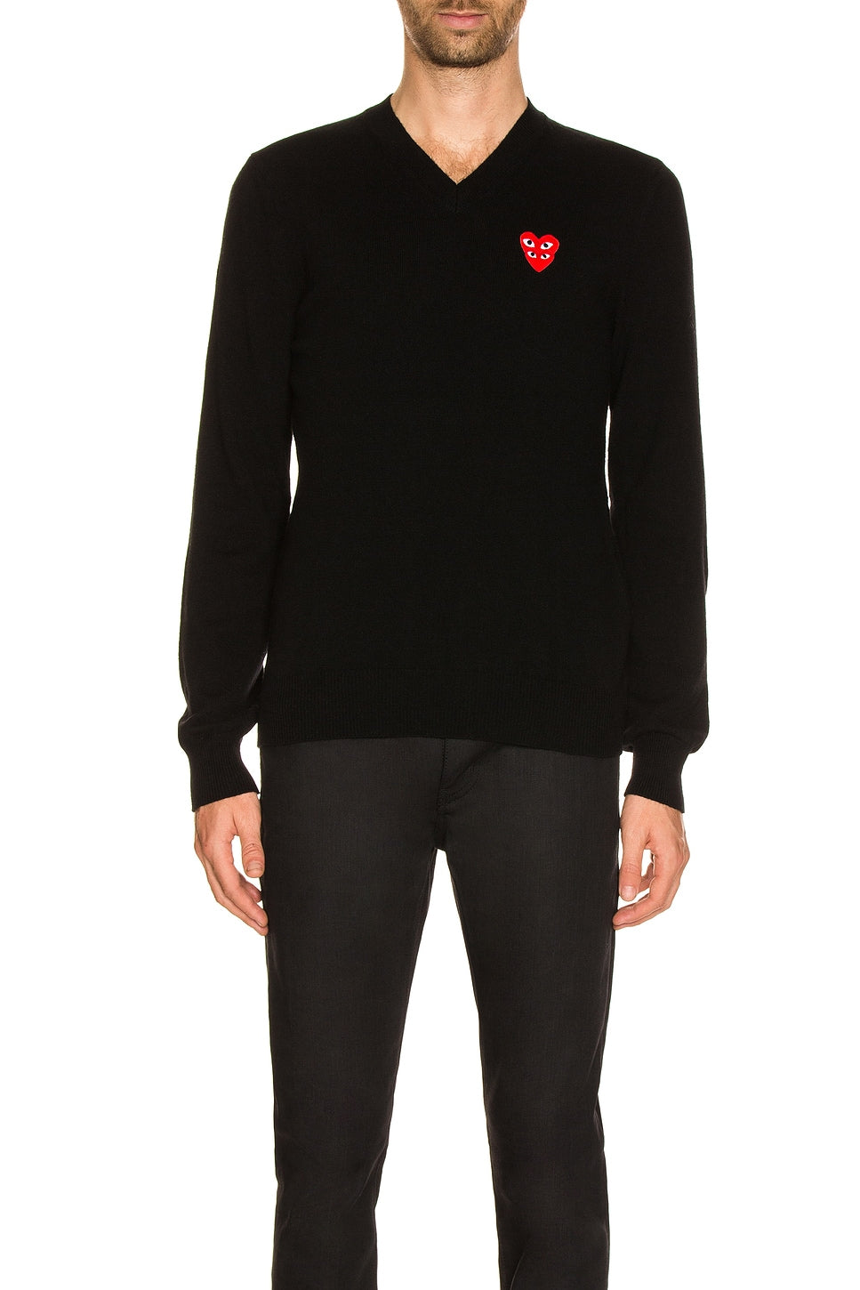 Comme des Garcons PLAY V-Neck Pullover Black - Im Your Wardrobe