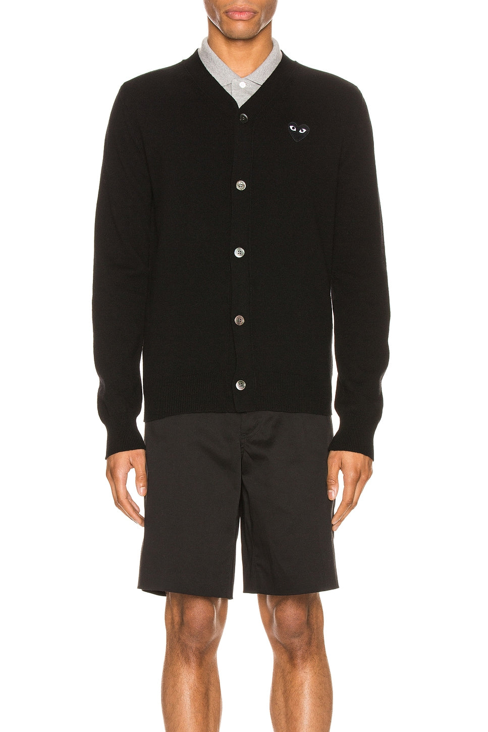 Comme des Garcons PLAY Lambswool Cardigan With Black Emblem Black - Im Your Wardrobe