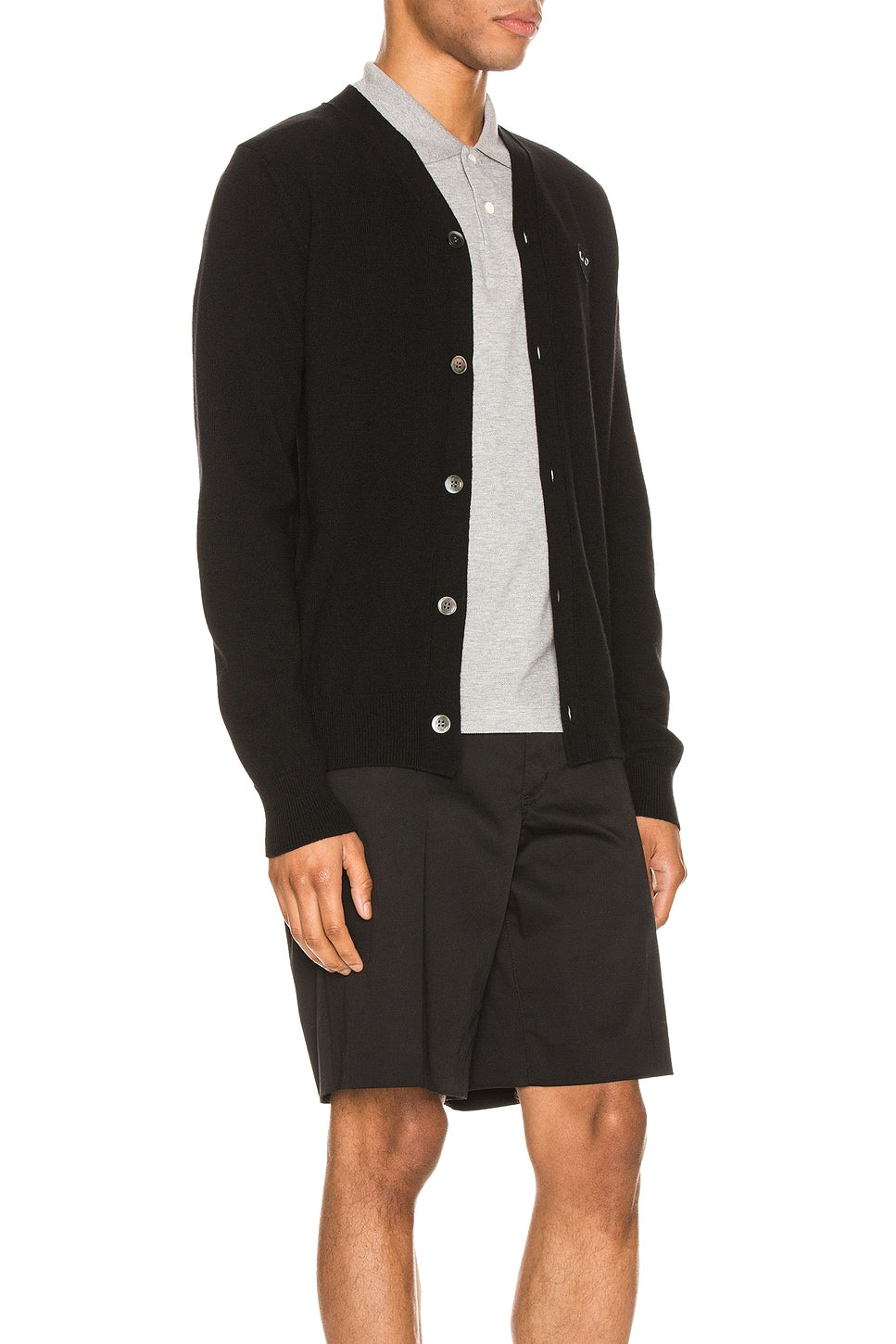 Comme des Garcons PLAY Lambswool Cardigan With Black Emblem Black - Im Your Wardrobe