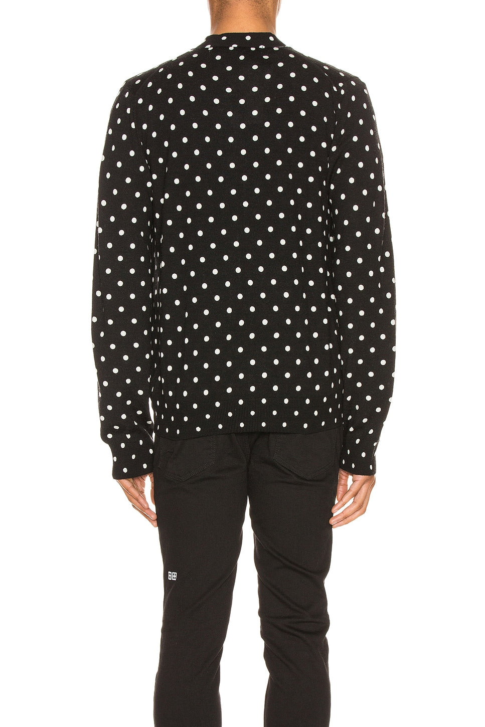 Comme des Garcons PLAY Dot Print Wool Cardigan With Black Emblem Black Natural - Im Your Wardrobe