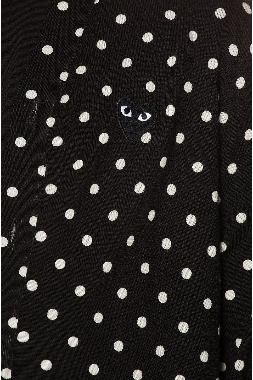 Comme des Garcons PLAY Dot Print Wool Cardigan With Black Emblem Black Natural - Im Your Wardrobe