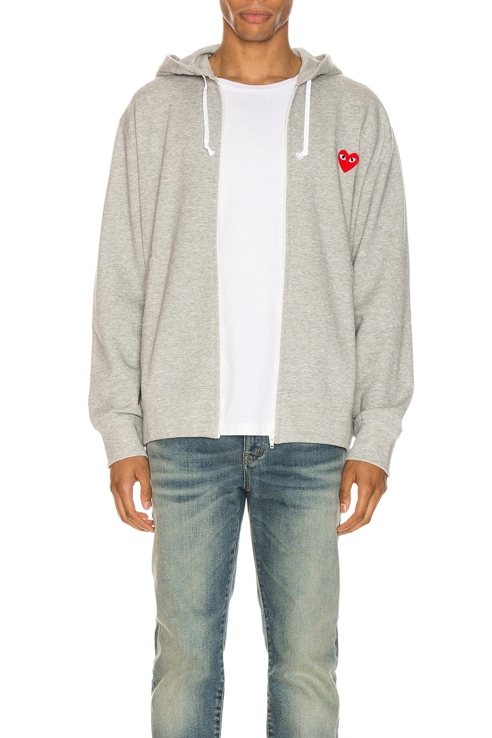 Comme des Garcons PLAY Full Zip Hoodie Grey - Im Your Wardrobe