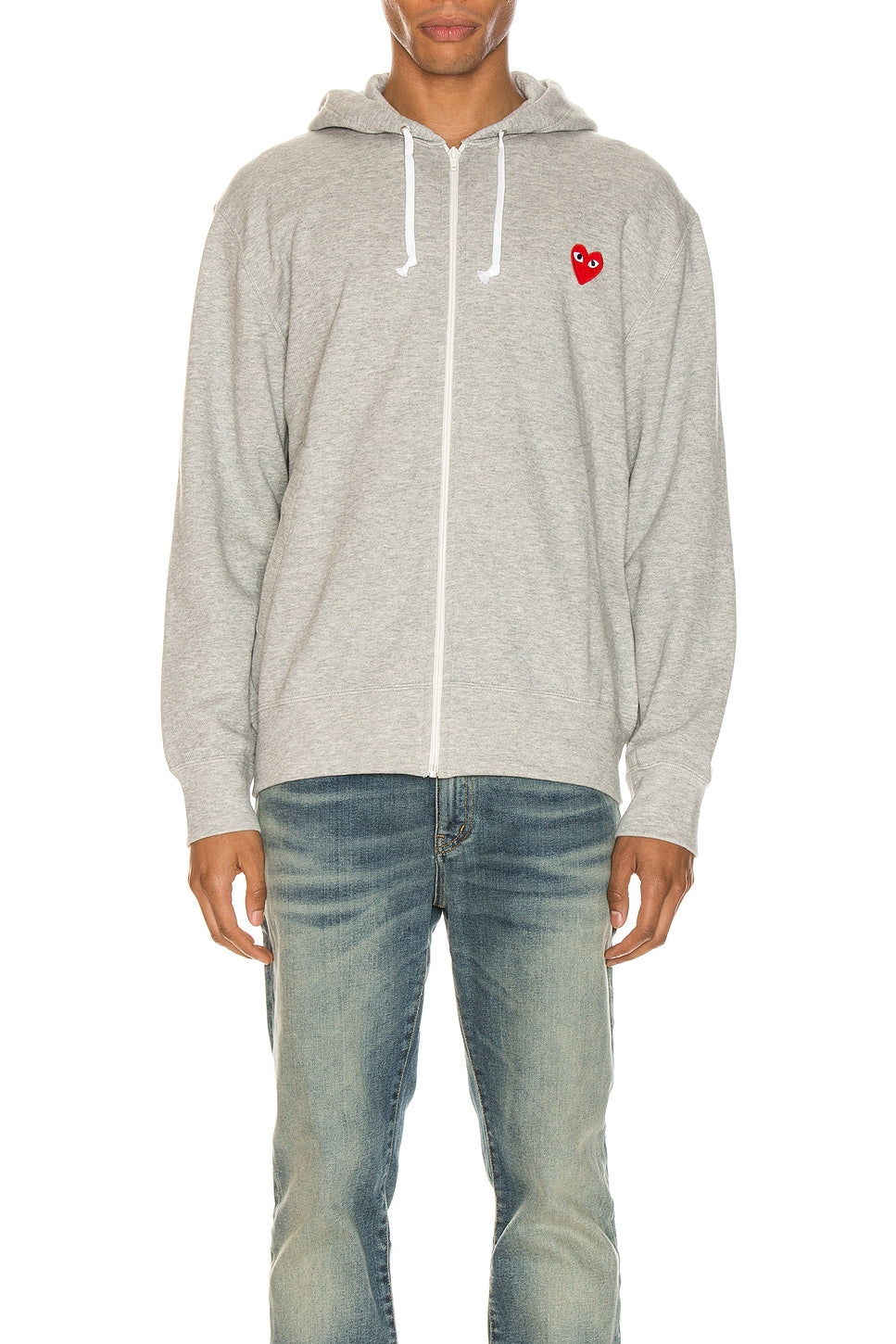 Comme des Garcons PLAY Full Zip Hoodie Grey - Im Your Wardrobe