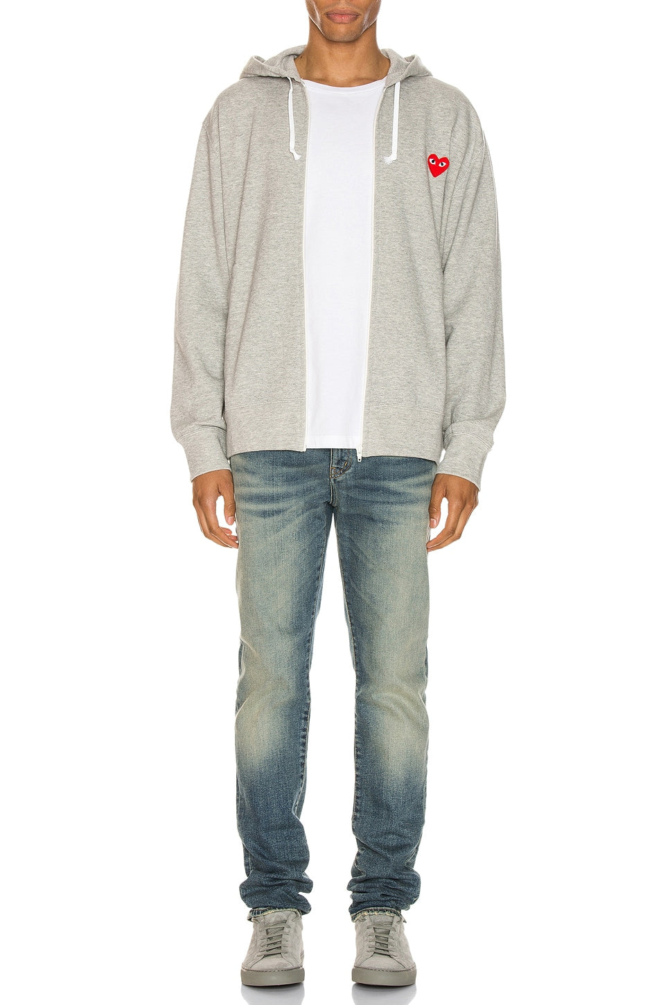 Comme des Garcons PLAY Full Zip Hoodie Grey - Im Your Wardrobe