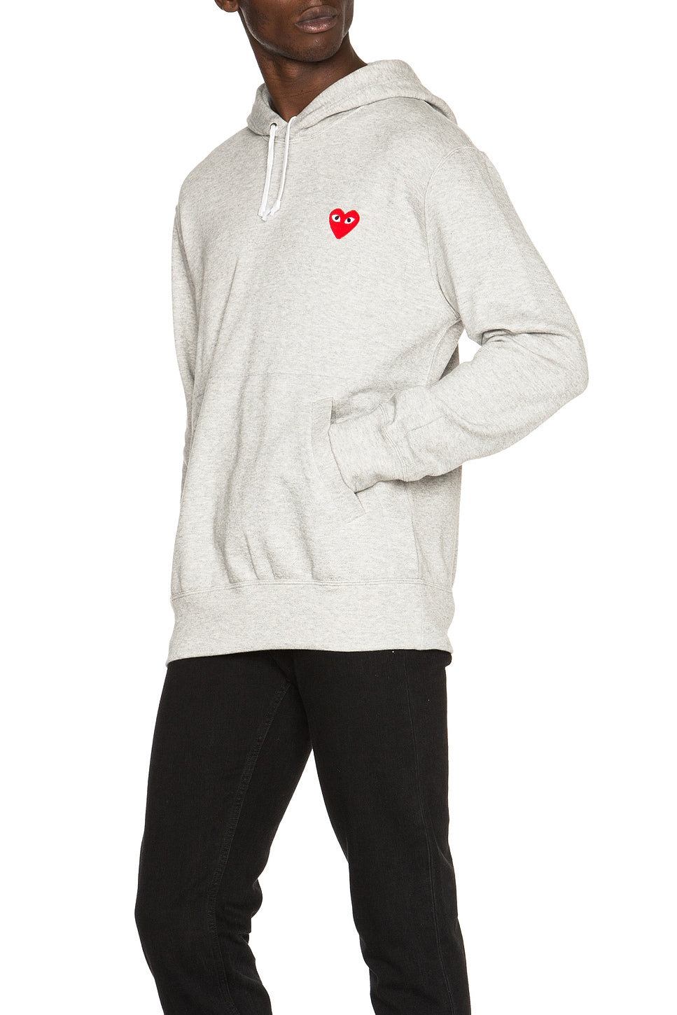 Comme des Garcons PLAY Red Emblem Cotton Hoodie Grey - Im Your Wardrobe