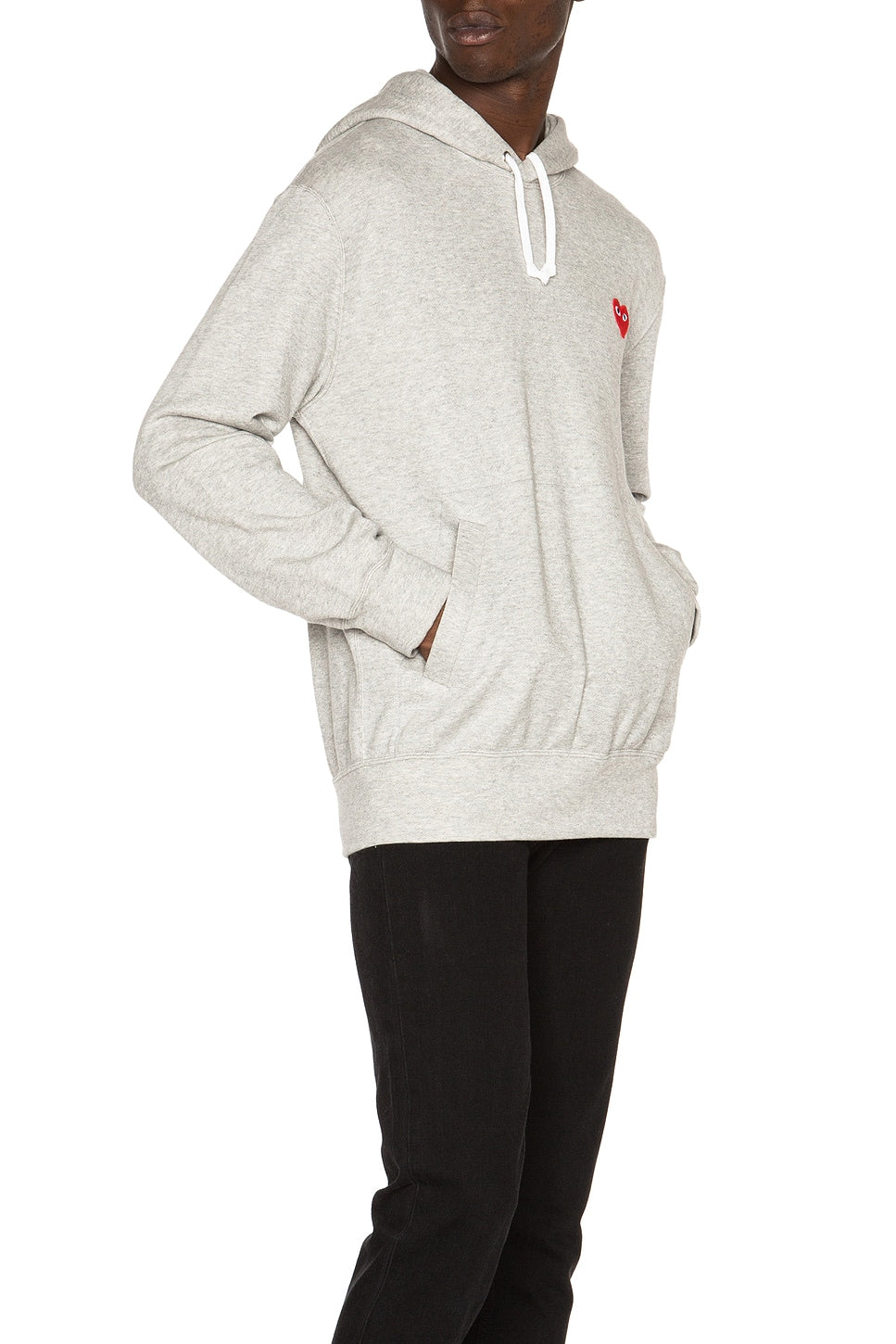 Comme des Garcons PLAY Red Emblem Cotton Hoodie Grey - Im Your Wardrobe