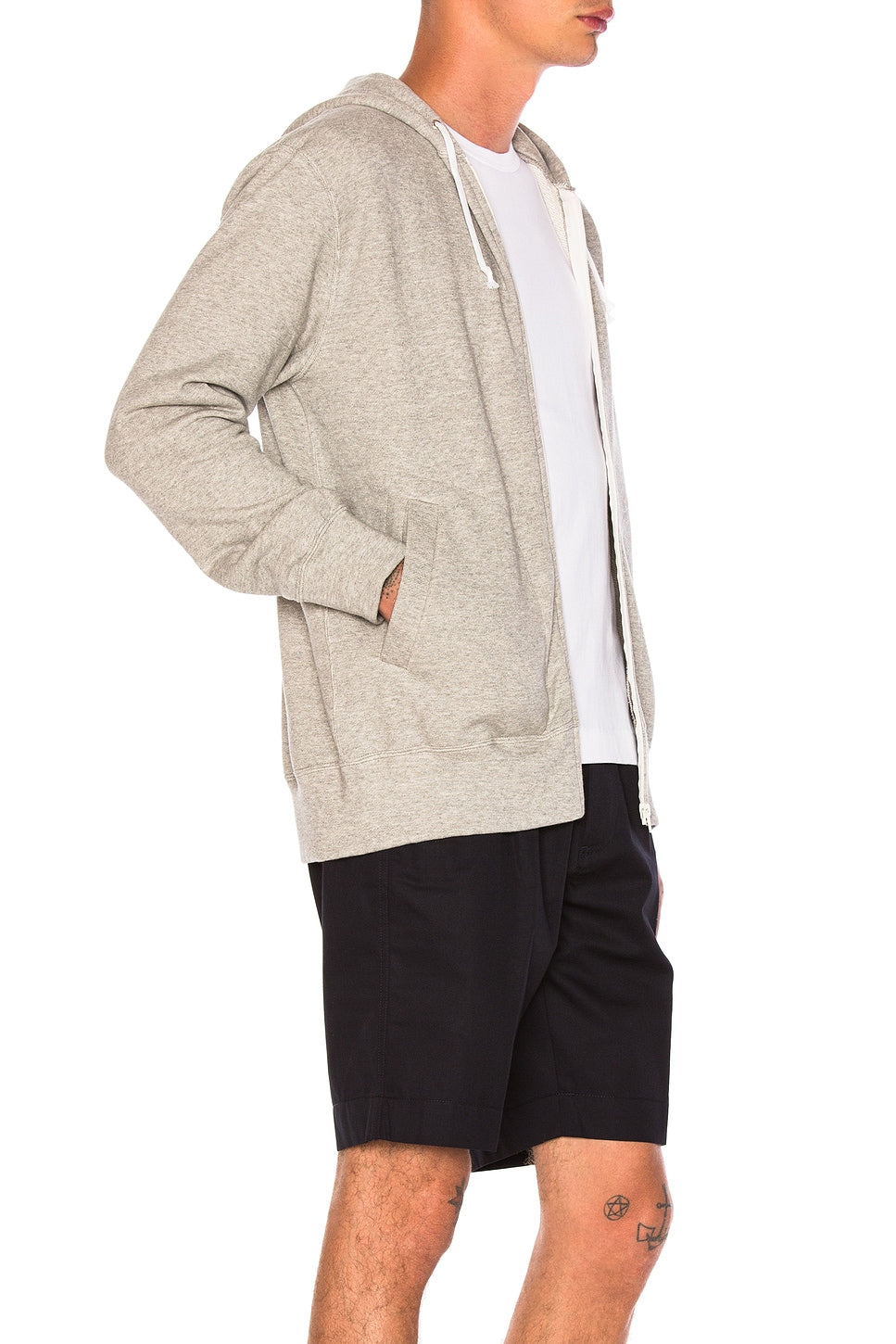Comme des Garcons PLAY Red Emblem Zip Cotton Hoodie Grey - Im Your Wardrobe