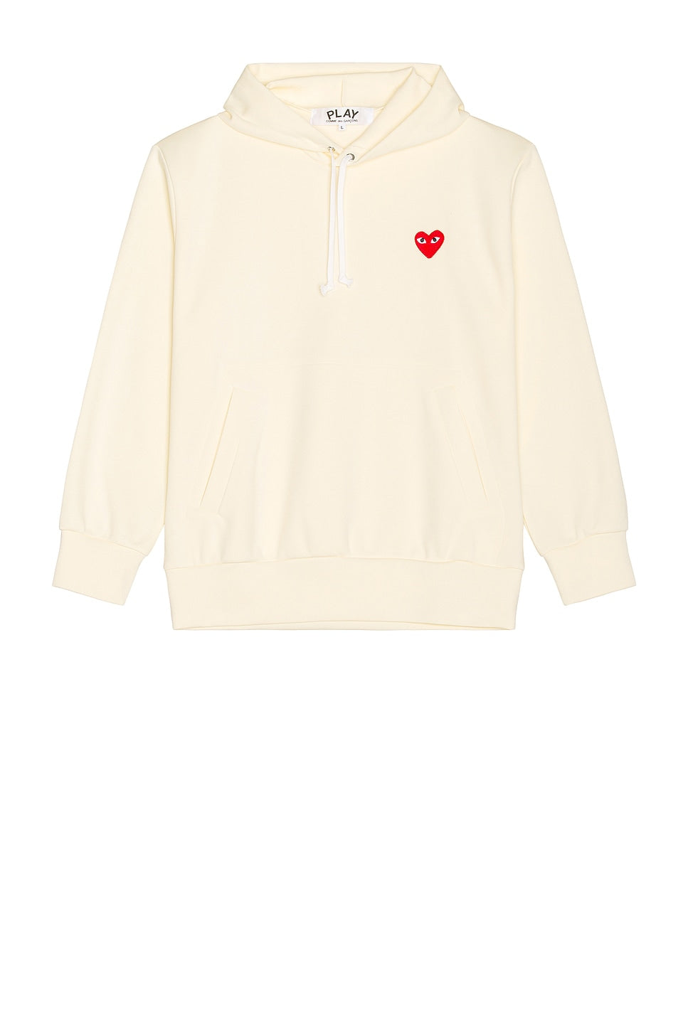Comme des Garcons PLAY Pullover Hoodie With Red Emblem Ivory - Im Your Wardrobe