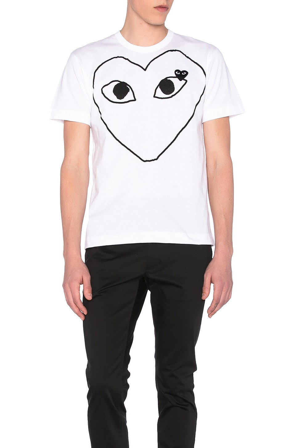 Comme des Garcons PLAY Black Emblem Cotton Tee White - Im Your Wardrobe
