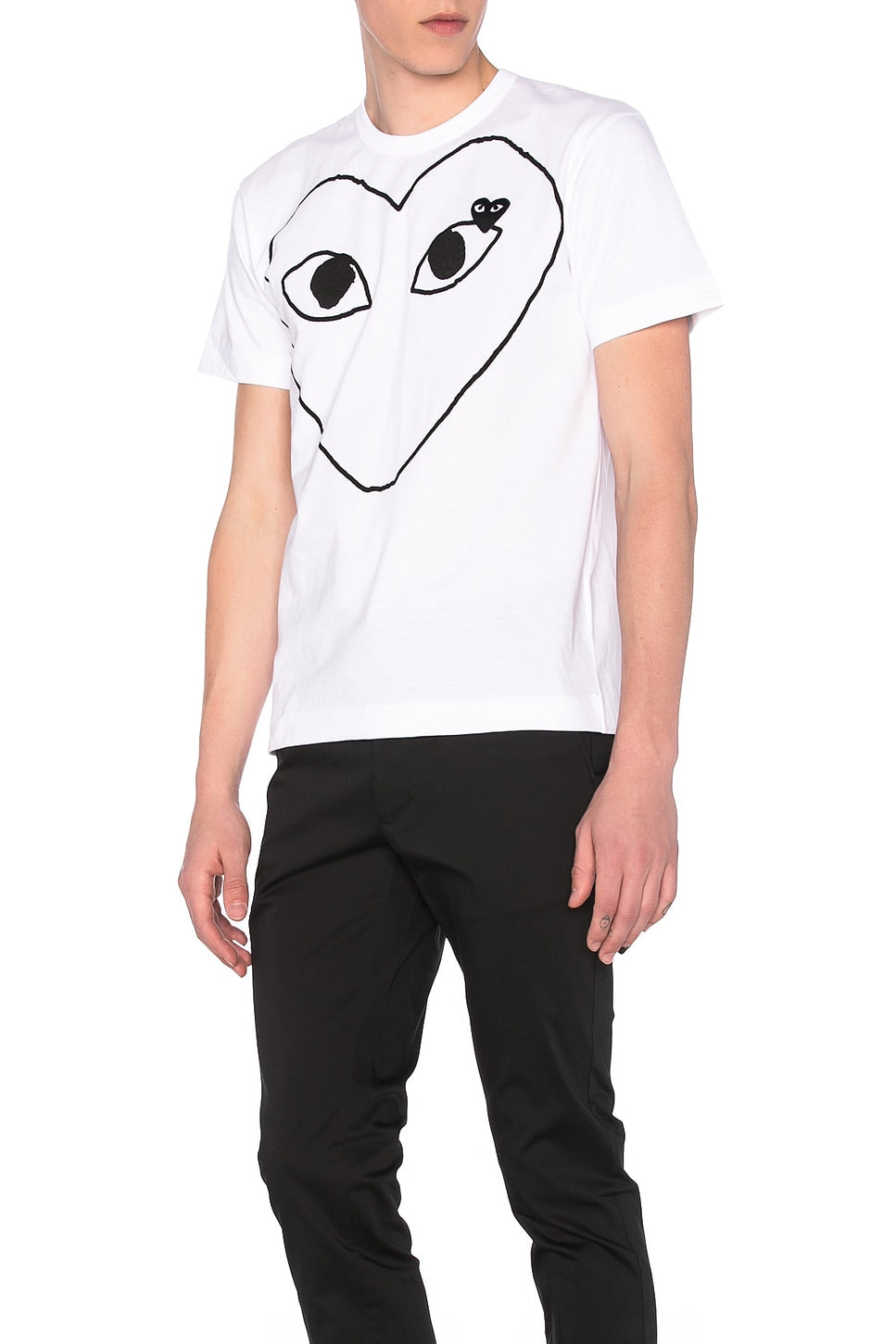 Comme des Garcons PLAY Black Emblem Cotton Tee White - Im Your Wardrobe
