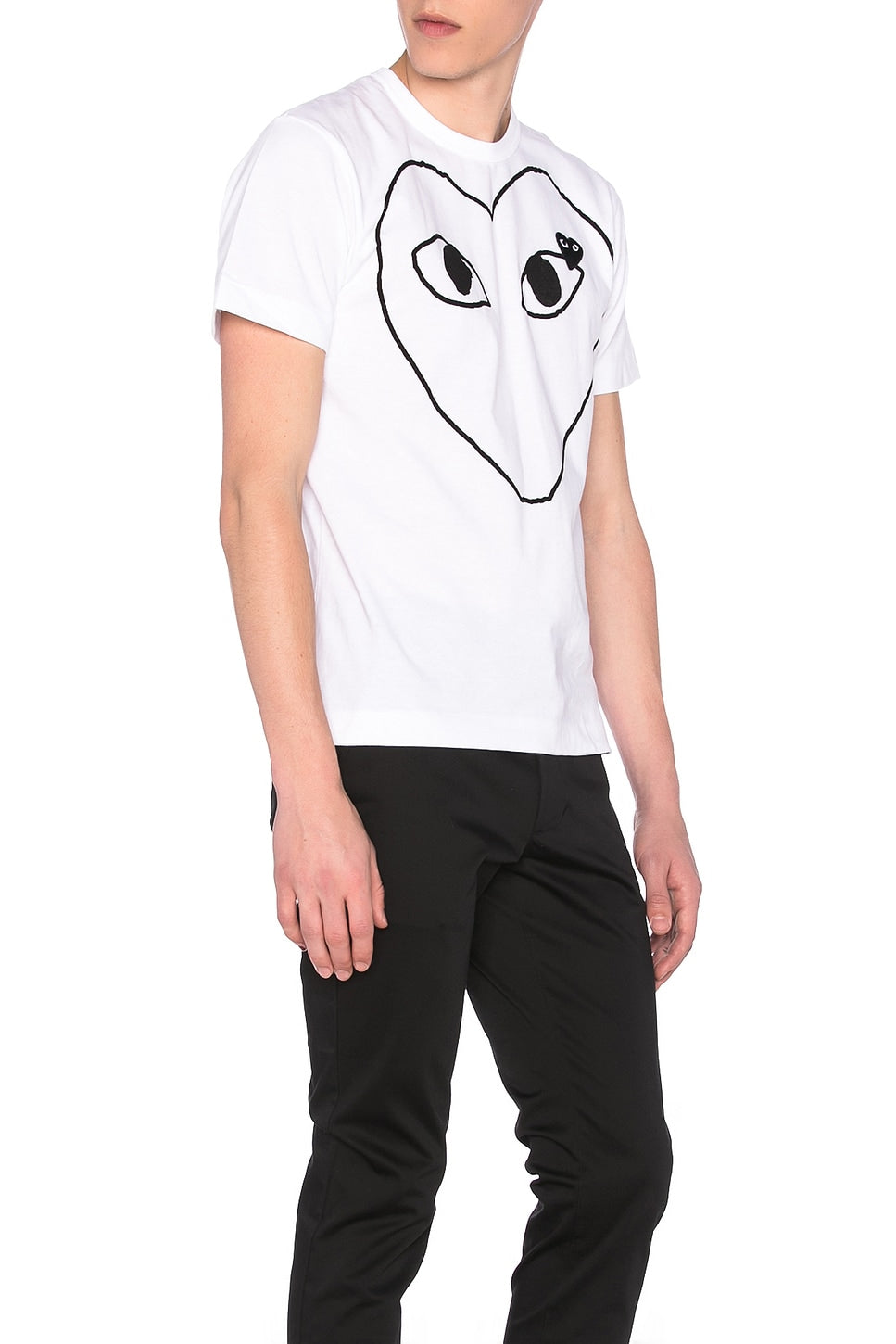 Comme des Garcons PLAY Black Emblem Cotton Tee White - Im Your Wardrobe