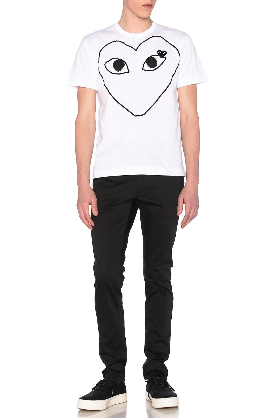Comme des Garcons PLAY Black Emblem Cotton Tee White - Im Your Wardrobe