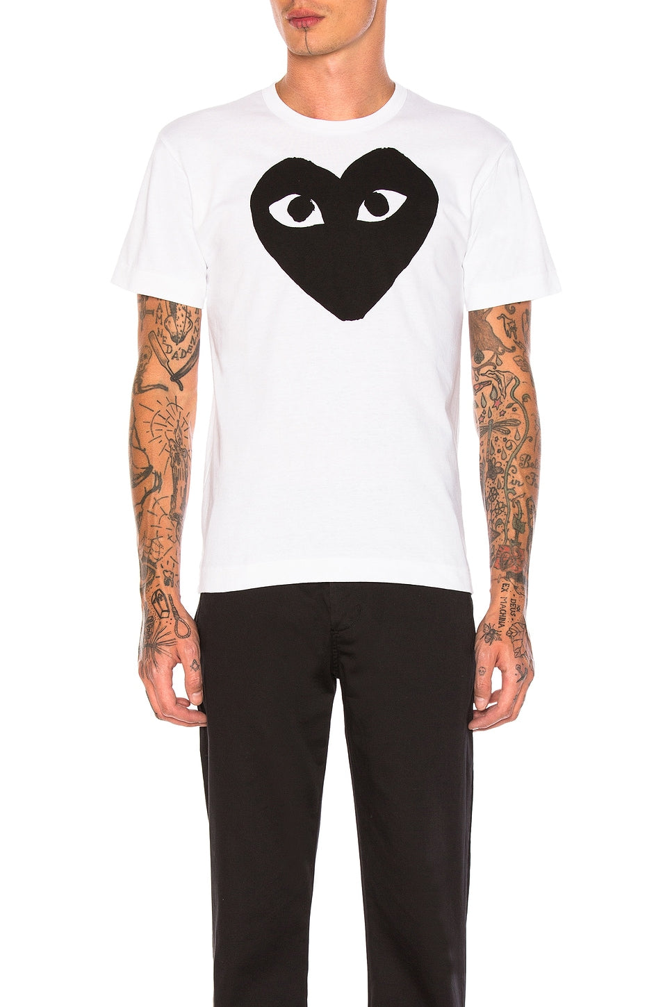 Comme des Garcons PLAY Emblem Cotton Tee White Black - Im Your Wardrobe