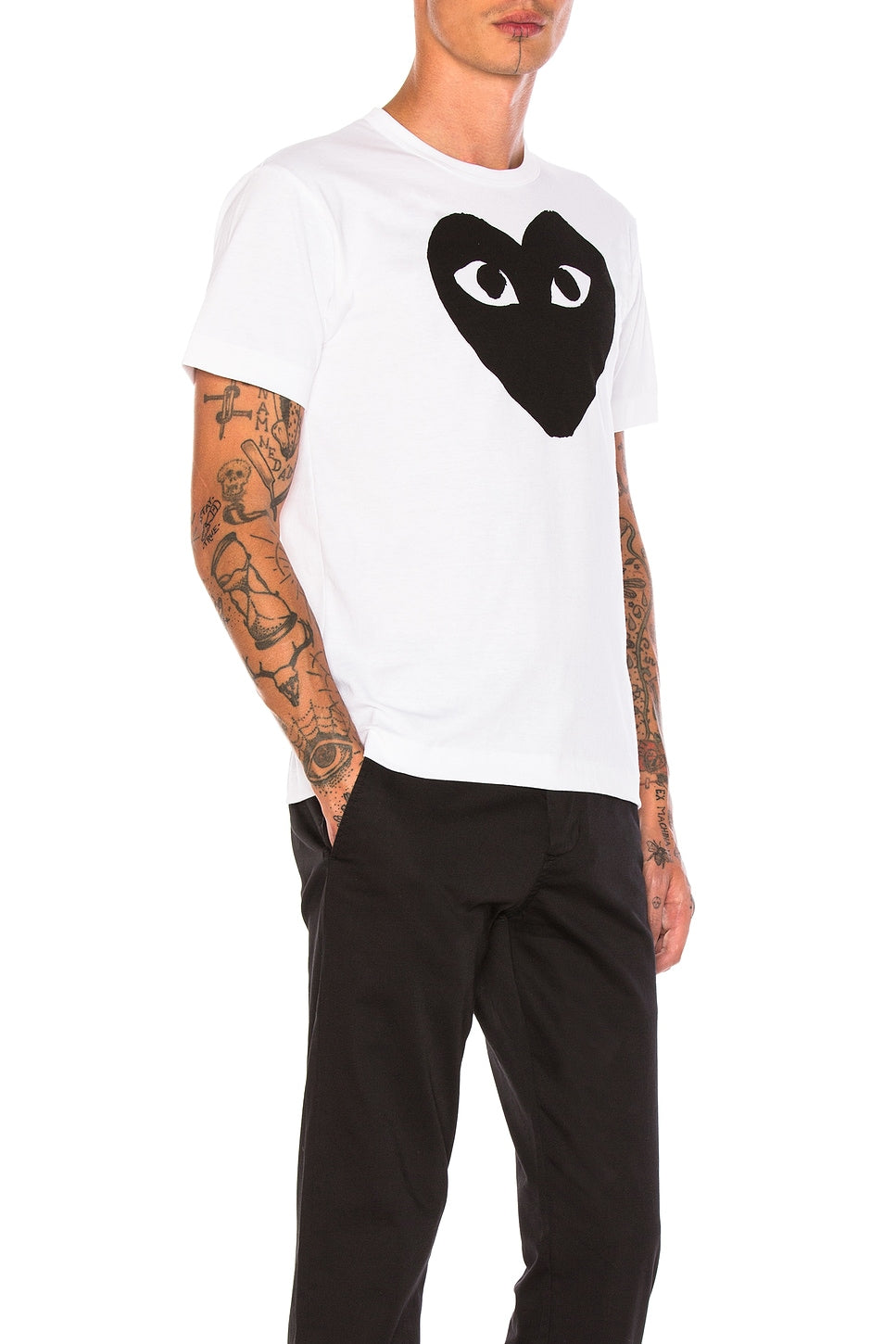 Comme des Garcons PLAY Emblem Cotton Tee White Black - Im Your Wardrobe