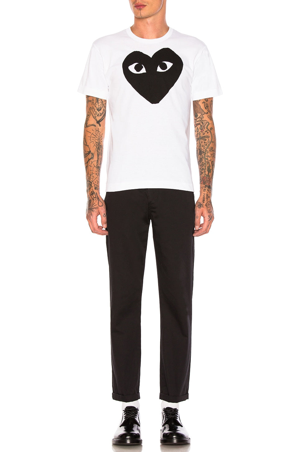 Comme des Garcons PLAY Emblem Cotton Tee White Black - Im Your Wardrobe