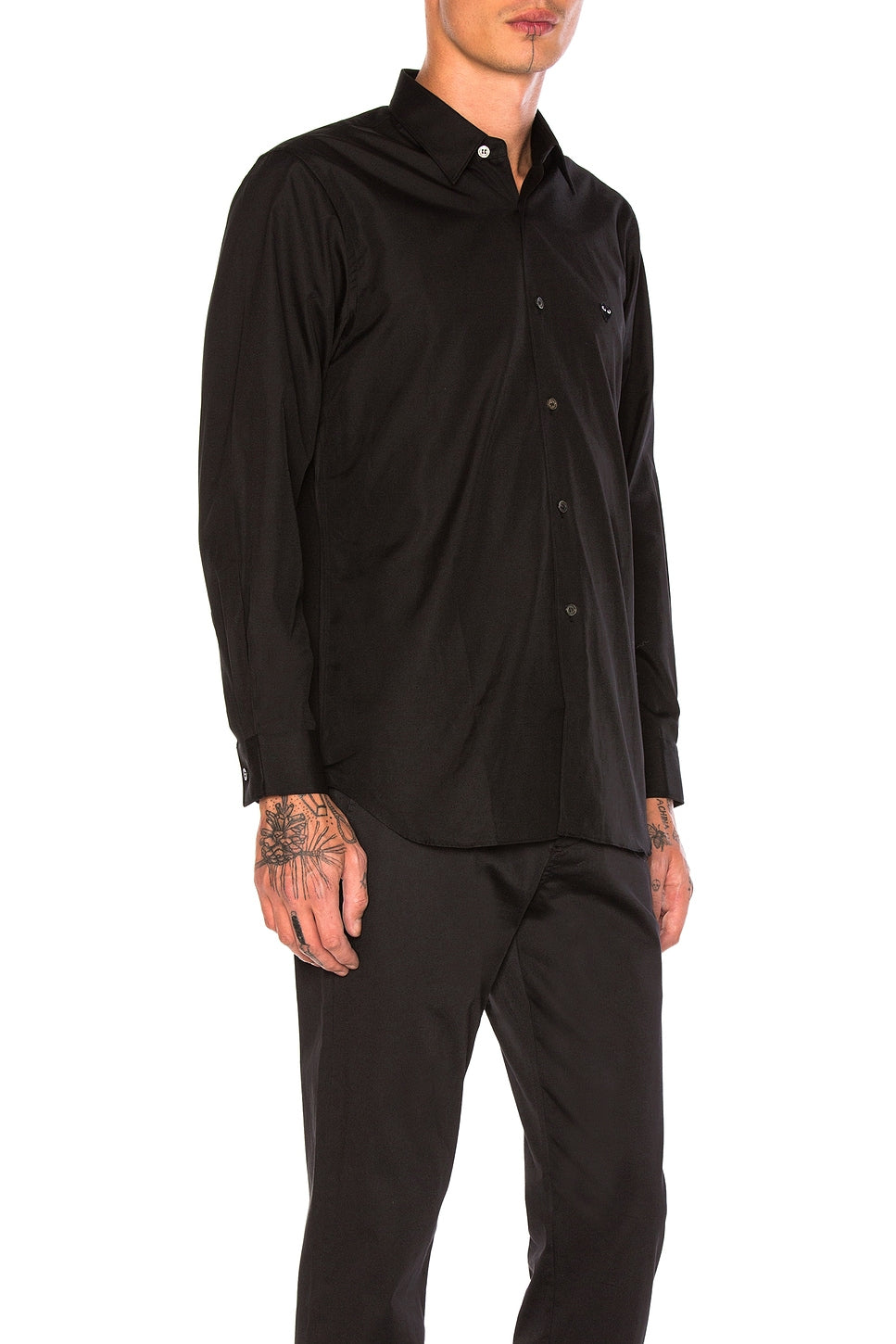 Comme des Garcons PLAY Small Black Emblem Cotton Button Down Black - Im Your Wardrobe