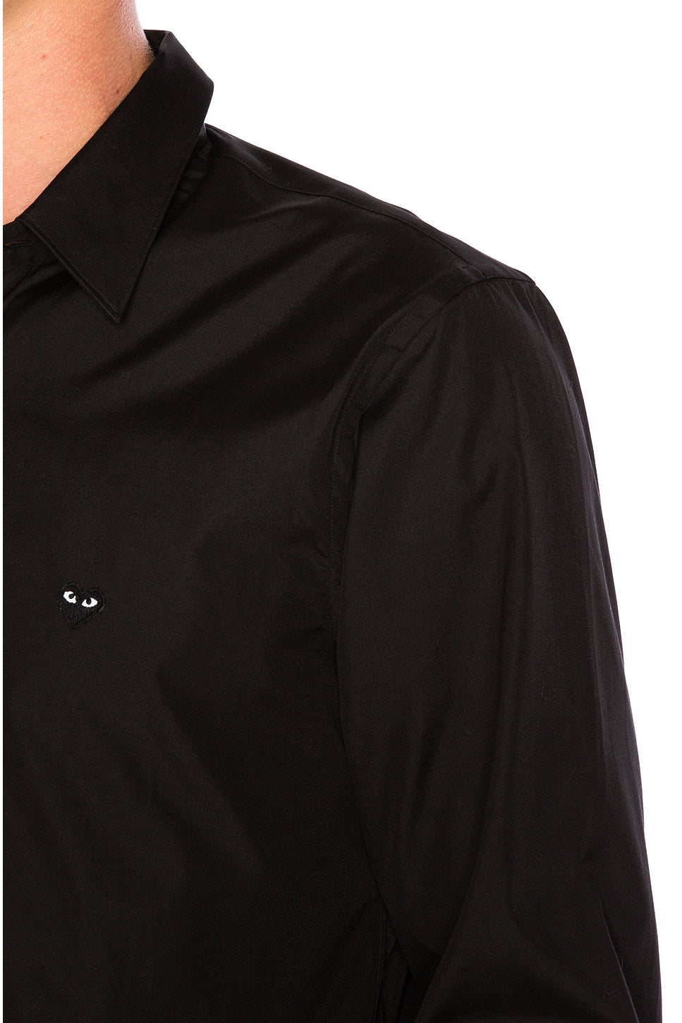 Comme des Garcons PLAY Small Black Emblem Cotton Button Down Black - Im Your Wardrobe