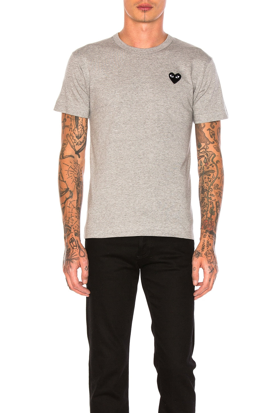 Comme des Garcons PLAY Black Emblem Cotton Tee Grey - Im Your Wardrobe