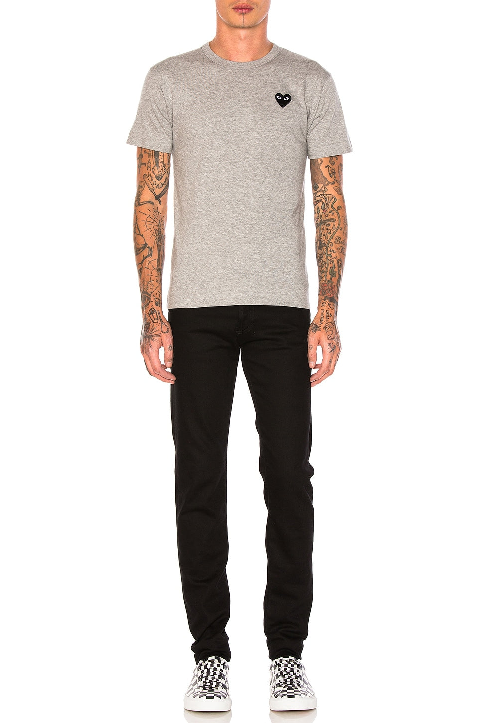 Comme des Garcons PLAY Black Emblem Cotton Tee Grey - Im Your Wardrobe