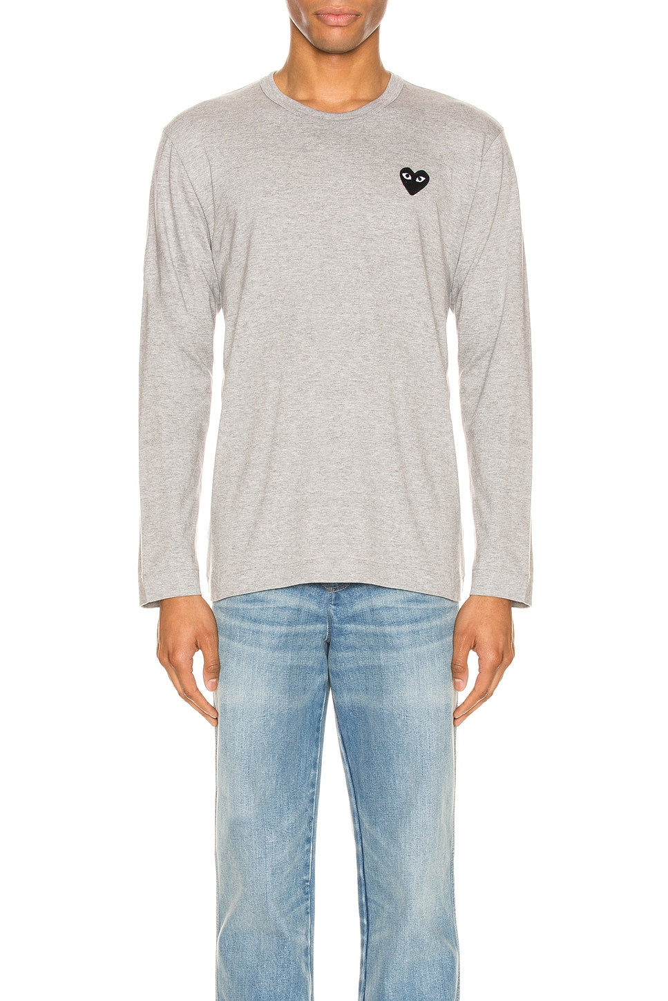 Comme des Garcons PLAY Black Emblem Cotton Long Sleeve Tee Grey - Im Your Wardrobe